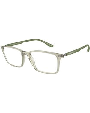 Emporio Armani Ea3237 6107 Optical Frames Injected Transparent Squared Normal - Black