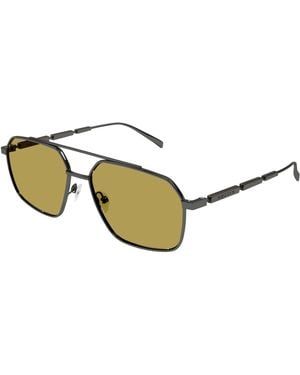 McQueen Am0477S 003 Sunglasses Metal Pilot - Black