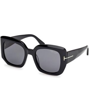 Tom Ford Ft1220 Carla-02 01D Sunglasses Acetate Smoke Squared Polarized - Black