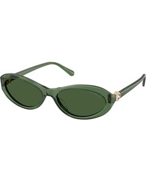 Swarovski Sk6069U 108571 Sunglasses Acetate Round Normal - Green
