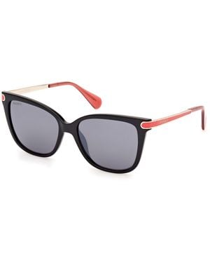 MAX&Co. Mo0100 01C Sunglasses Injected Smoke Round Normal - Black