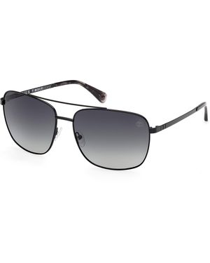 Timberland Tb00044 01D Sunglasses Metal Smoke Squared Polarized - Black
