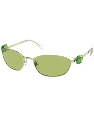 Swarovski Sk7010 400630 Sunglasses Metal Round Normal - Green