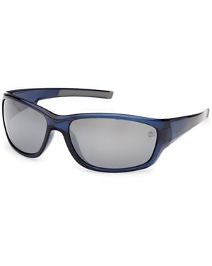 Timberland Tb00083 90D Sunglasses Injected Smoke Squared Polarized - Black