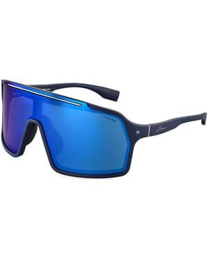 Police Splu84 Zac 1 R22B Sunglasses Injected Smoke Mask Water Repellent Mirrored - Black