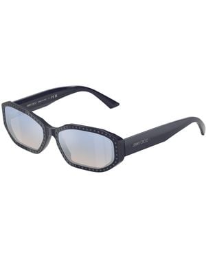 Jimmy Choo Jc5021Bu 5016V6 Sunglasses Acetate Round Mirrored Shaded - Black