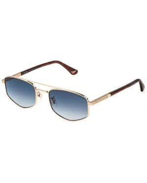Police Splq84 New Crossroads 3 300Y Sunglasses Metal Geometric Anti-Glare Nuanced - Black