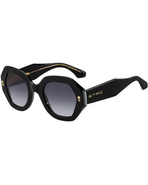 Etro 0009/S 807/9O Sunglasses Acetate Geometric Normal Shaded - Black