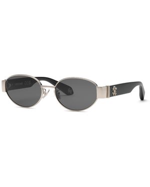 Roberto Cavalli Src140M 579 Sunglasses Metal Smoke Geometric Normal - Black