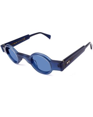 Xlab Goa Sunglasses Acetate Smoke Round Polarized - Blue