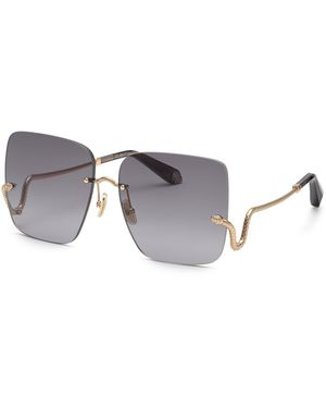 Roberto Cavalli Src061 300 Sunglasses Metal Smoke Squared Anti-Glare Shaded - Black
