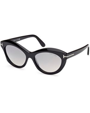 Tom Ford Ft1111 Toni 01C Sunglasses Acetate Round Normal Mirror - Black