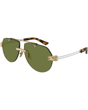 Bottega Veneta Bv1342S 003 Sunglasses Metal Pilot - Green