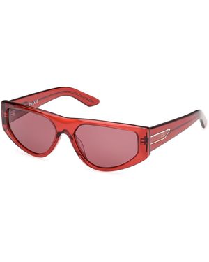 Gcds Gd0055 66S Sunglasses Acetate Bordeaux Geometric Normal - Red