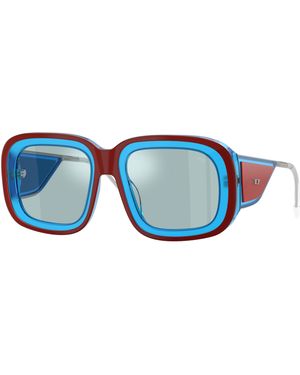 DIESEL Dl2015U 20487C Sunglasses Acetate Light Squared Mirror - Blue