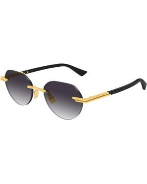 Bottega Veneta Bv1379S 001 Sunglasses Metal Round - Black