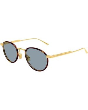 Bottega Veneta Bv1389S 002 Sunglasses Metal Round - Black