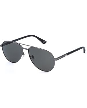 Police Splr77 New Crossroads 6 613P Sunglasses Metal Smoke Pilot - Black