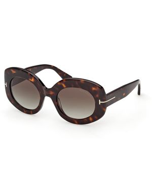 Tom Ford Ft1346 Claudette-02 52B Sunglasses Acetate Smoke Round Normal - Black