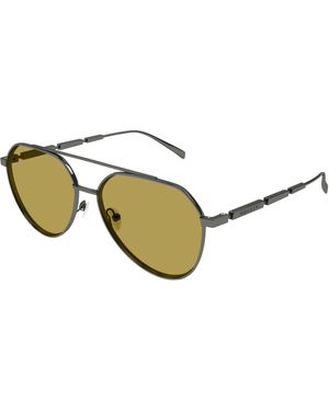 McQueen Am0478S 003 Sunglasses Metal Pilot - Black