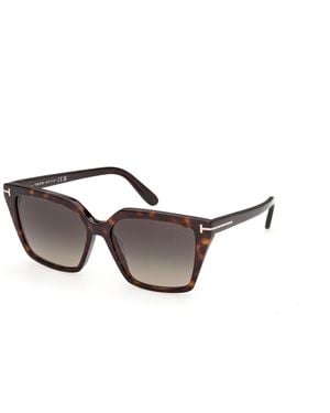 Tom Ford Ft1412 Erin-02 52B Sunglasses Acetate Smoke Squared Normal - Black