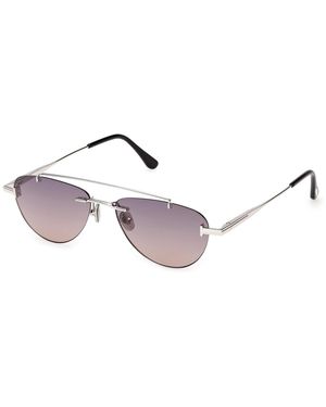 Tom Ford Ft1356 Astor-02 16B Sunglasses Metal Smoke Pilot Normal - Black