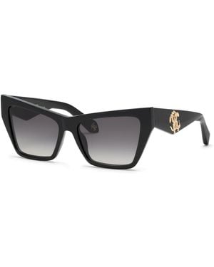 Roberto Cavalli Src114 700 Sunglasses Acetate Smoke Butterfly Normal Shaded - Black