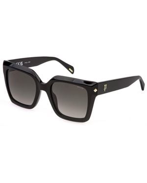 Police Splr26 New Dawn 4 700 Sunglasses Acetate Smoke Squared Normal Shaded - Black
