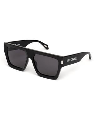 Just Cavalli Sjc107 700 Sunglasses Acetate Smoke Squared Normal - Black