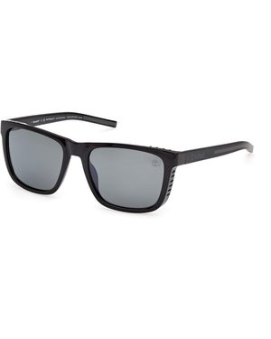 Timberland Tb00086 01D Sunglasses Injected Smoke Squared Polarized - Black
