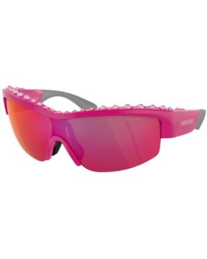 Swarovski Sk6014 10376Q Sunglasses Injected Geometric Mirrored Mirror - Pink