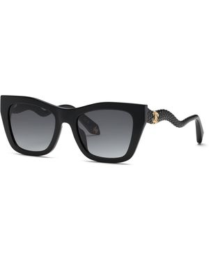 Roberto Cavalli Src129M 700 Sunglasses Acetate Smoke Squared Normal Nuanced - Black