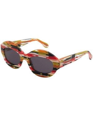 Marni Vju Ik Kil Cenote Spacey Stripey Sunglasses Acetate Oversize Normal - Black