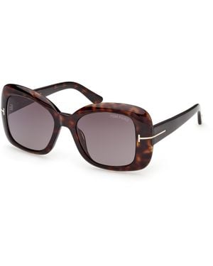 Tom Ford Ft1348 Sandra-02 52K Sunglasses Acetate Roviex Squared Normal - Black