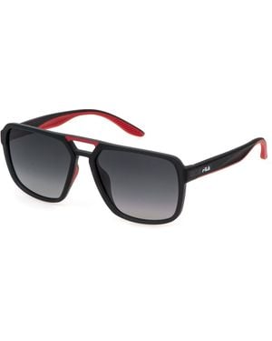 Fila Sfi725 968P Sunglasses Injected Smoke Squared Polarized Shaded - Black