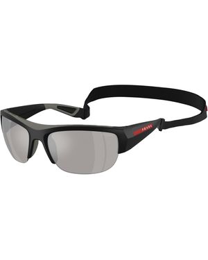 Prada Linea Rossa Ps A01S 1Bo05A Sunglasses Injected Pillow Mirrored - Black