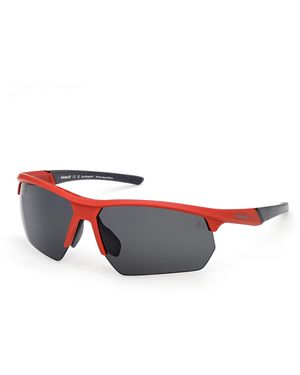 Timberland Tb00056 67D Sunglasses Injected Smoke Squared Polarized - Black