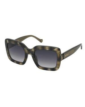Nina Ricci Snr322 0P66 Sunglasses Acetate Squared Normal Shaded - Black
