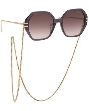 Chopard Ikch370 705 Sunglasses Acetate Geometric Anti-Glare Shaded - Brown