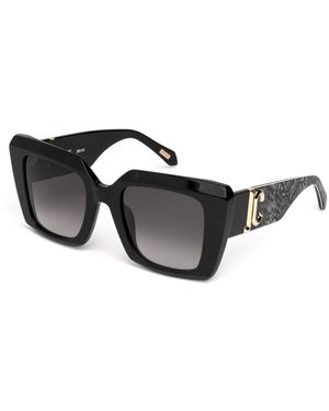Just Cavalli Sjc104 700 Sunglasses Acetate Smoke Squared Normal Shaded - Black
