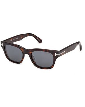 Tom Ford Ft1357 Caleb-02 52A Sunglasses Acetate Smoke Squared Normal - Black