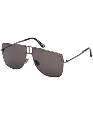 Tom Ford Ft1307 Eliott-02 08A Sunglasses Metal Smoke Squared Normal - Black