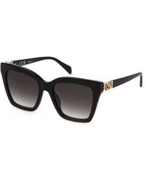 Blumarine Sbm863S 700 Sunglasses Acetate Smoke Squared Normal Shaded - Black