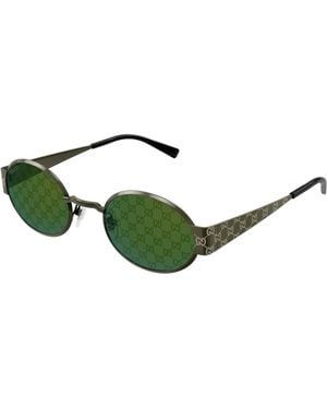 Gucci Gg1854S 003 Sunglasses Metal Round - Green