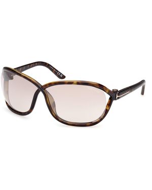 Tom Ford Ft1069 Fernanda 52G Sunglasses Injected Butterfly Normal Mirror - Black