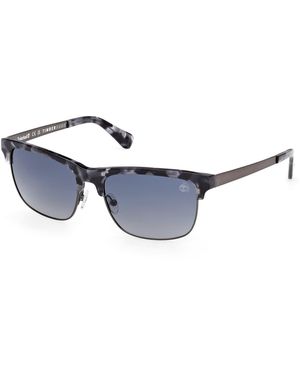 Timberland Tb00063 52D Sunglasses Metal Smoke Squared Polarized - Black