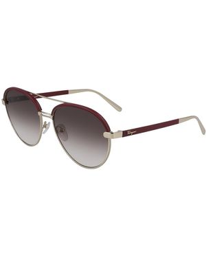 Ferragamo Sf229Sl 42684 744 Sunglasses Metal Pilot Normal Shaded - Black