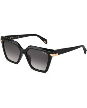 Police Splu04 Aura 1 700 Sunglasses Acetate Smoke Squared Normal Nuanced - Black