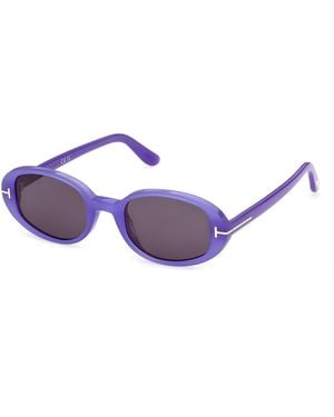 Tom Ford Ft1364 Iggy 81A Sunglasses Acetate Smoke Round Normal - Purple