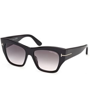 Tom Ford Ft1417 Margot-02 01B Sunglasses Acetate Smoke Butterfly Normal - Black